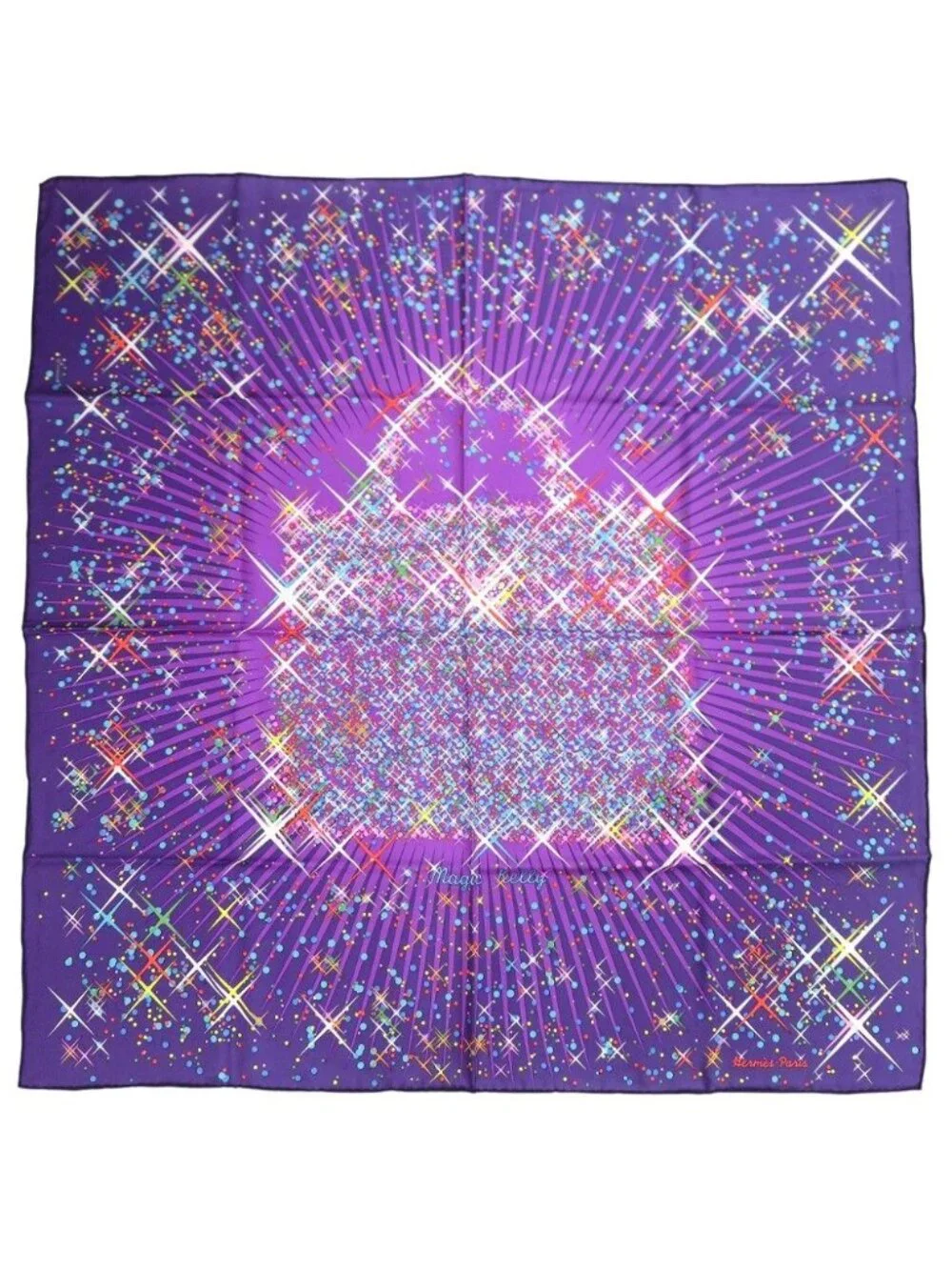 Hermes Carre 90 Magic Kelly Silk Purple Scarf